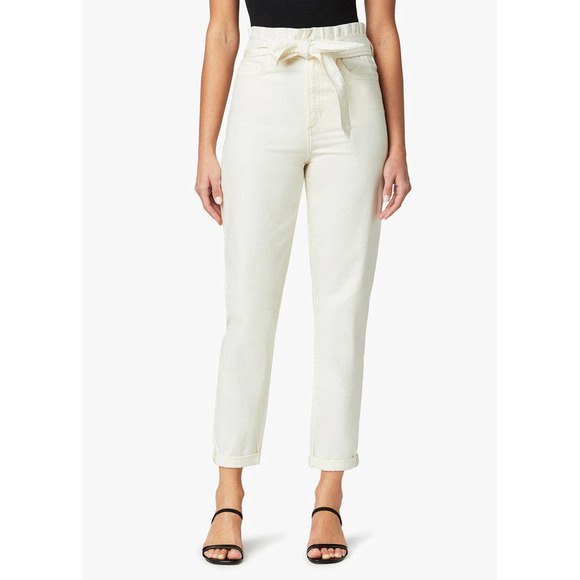 Joe's Jeans The Brinkley Jeans High Rise Paperbag Belted Milk Cream NWT Size 25 - Picture 1 of 10